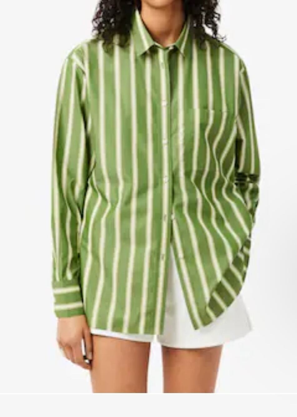 Lacoste Women's Oversized Button Down Cotton Poplin Shirt Size 42(Xl)  9926-1410